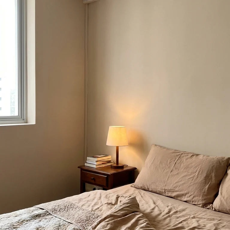 A bed in the morning light