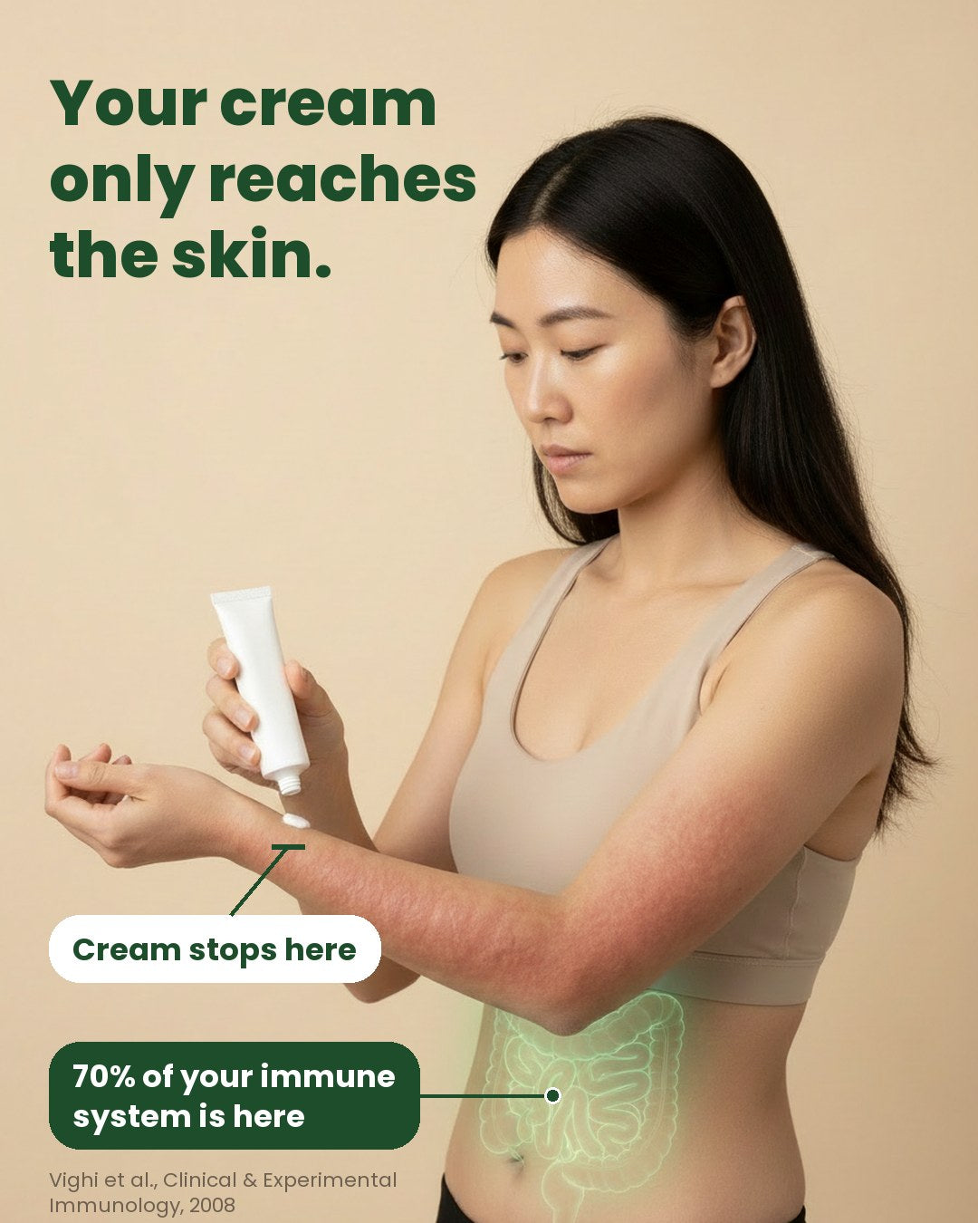 The cream keeps getting stronger because it only reaches the outside.